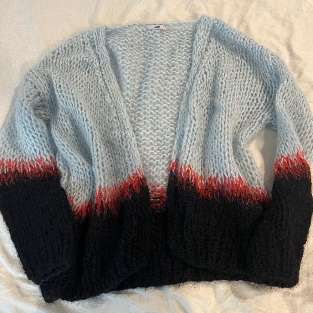 Maiami Color Block Cardigan in Blue, Red, and Black